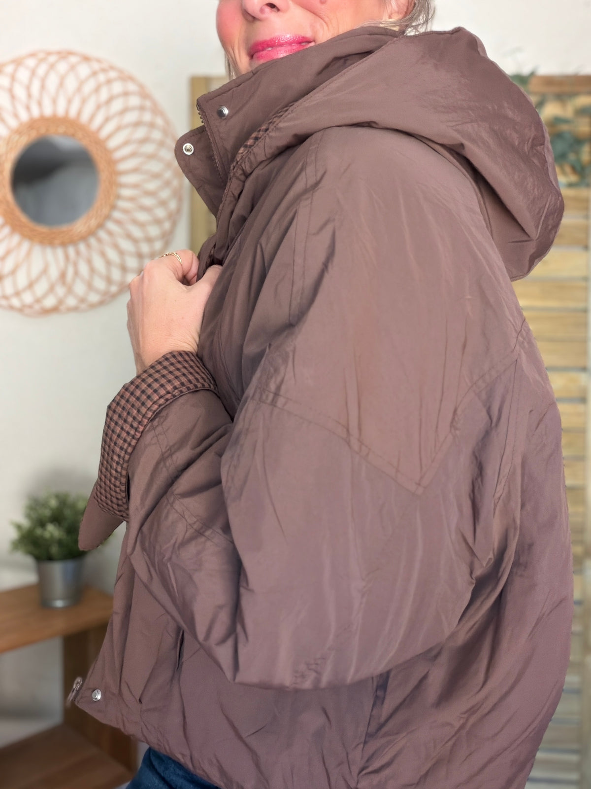 Veste matelassée capuche amovible réversible ODILE Chocolat