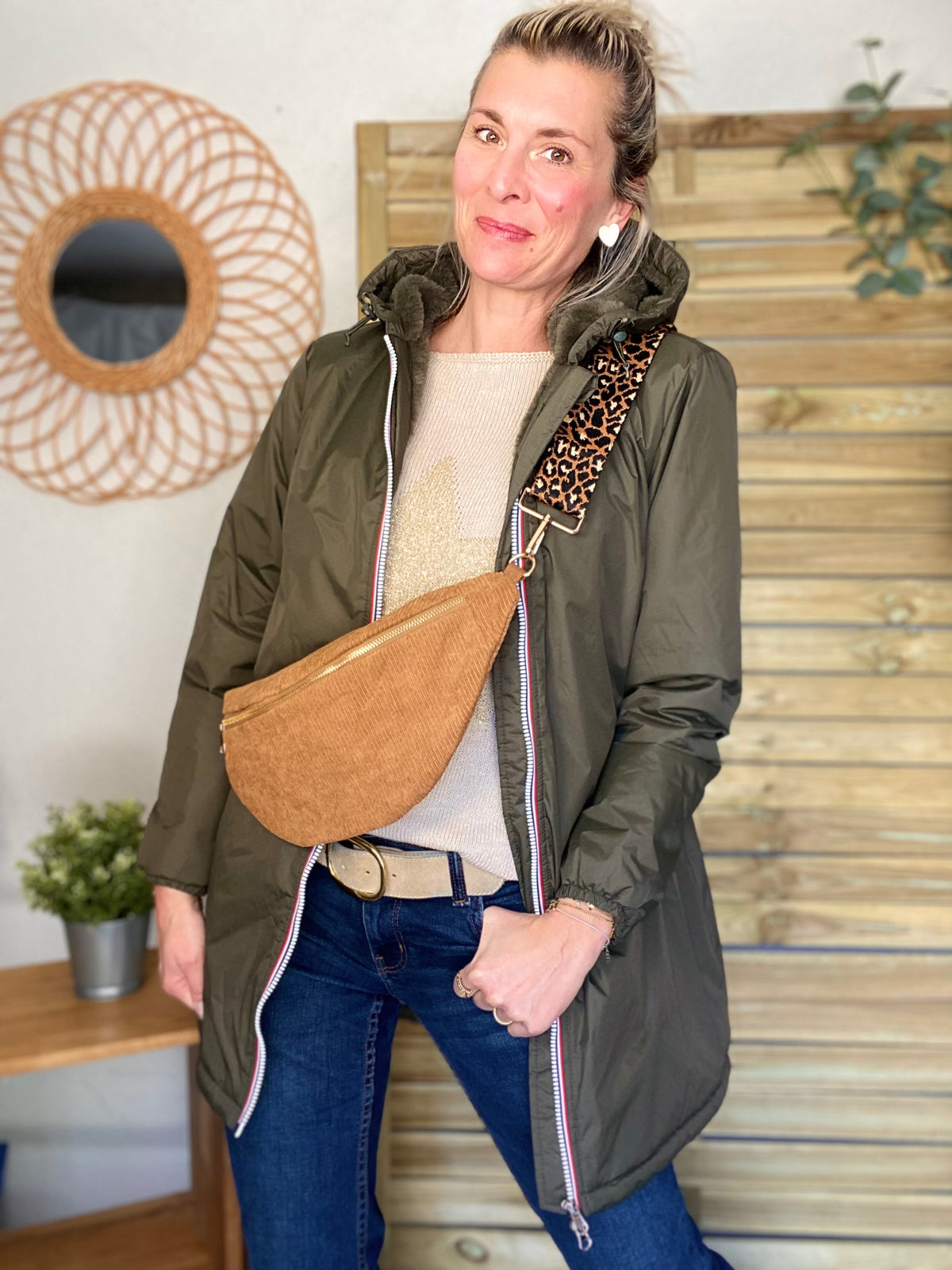 LAURA JO - Parka Imperméable LOUISE LONG fourré - Kaki