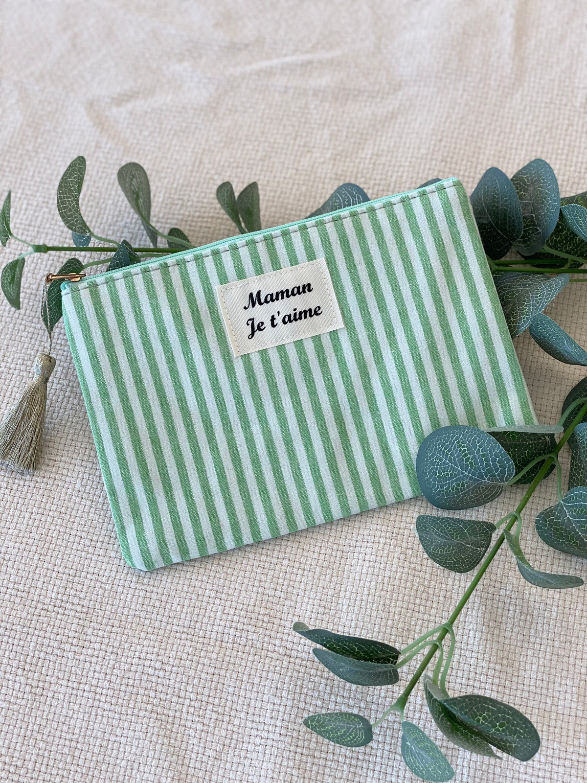 Pochette XL rayée «Maman je t’aime» - SARAH
