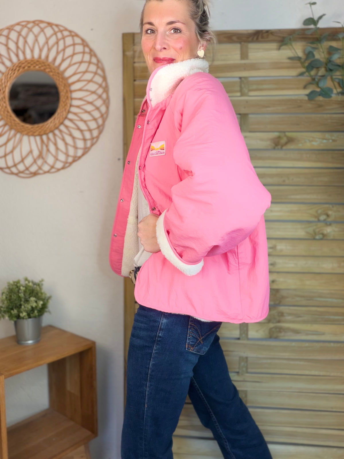Veste matelassée réversible Sherpa AMÉLIE Rose - FIN DE SÉRIE