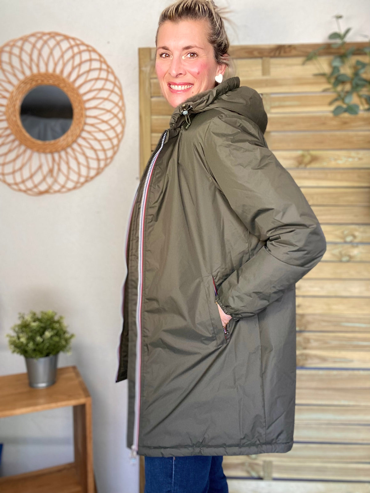 LAURA JO - Parka Imperméable LOUISE LONG fourré - Kaki