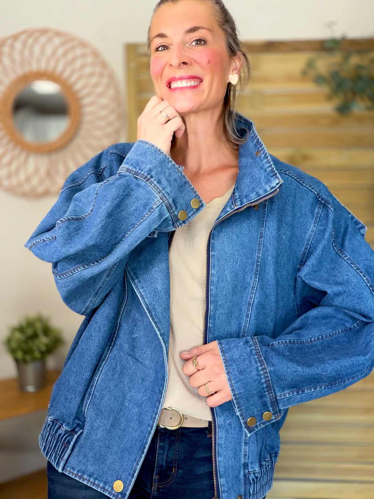 ⚡️ ARRIVAGE • Veste en jean oversized col montant ARIANE