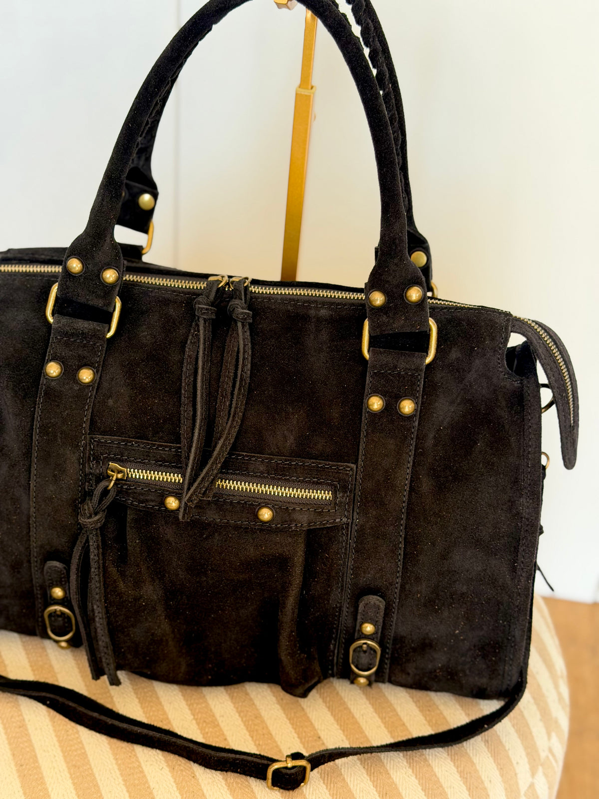 Sac cabas XL en cuir daim • HUNTER Noir