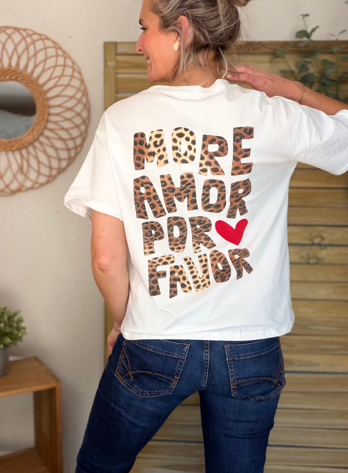 Tee shirt MORE AMOR POR FAVOR - RITA Blanc/Léo - FIN DE SÉRIE