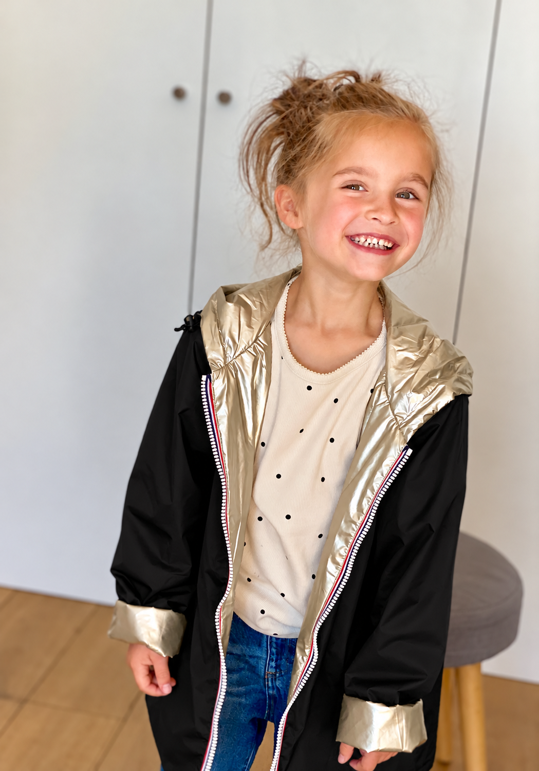 Imperméable réversible rembourré LOUISON KIDS enfant (mixte) - Noir / Doré