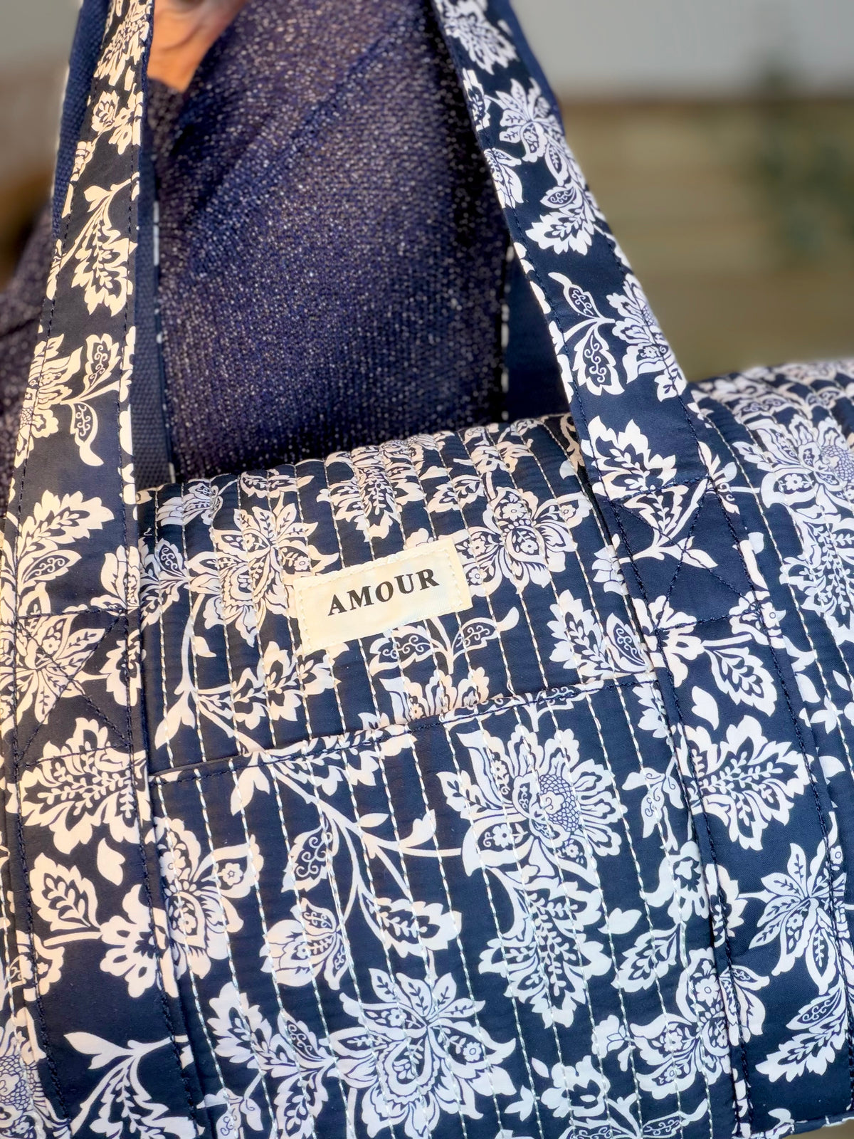 Sac polochon imprimé TARA - Fleuri Marine - FIN DE SÉRIE