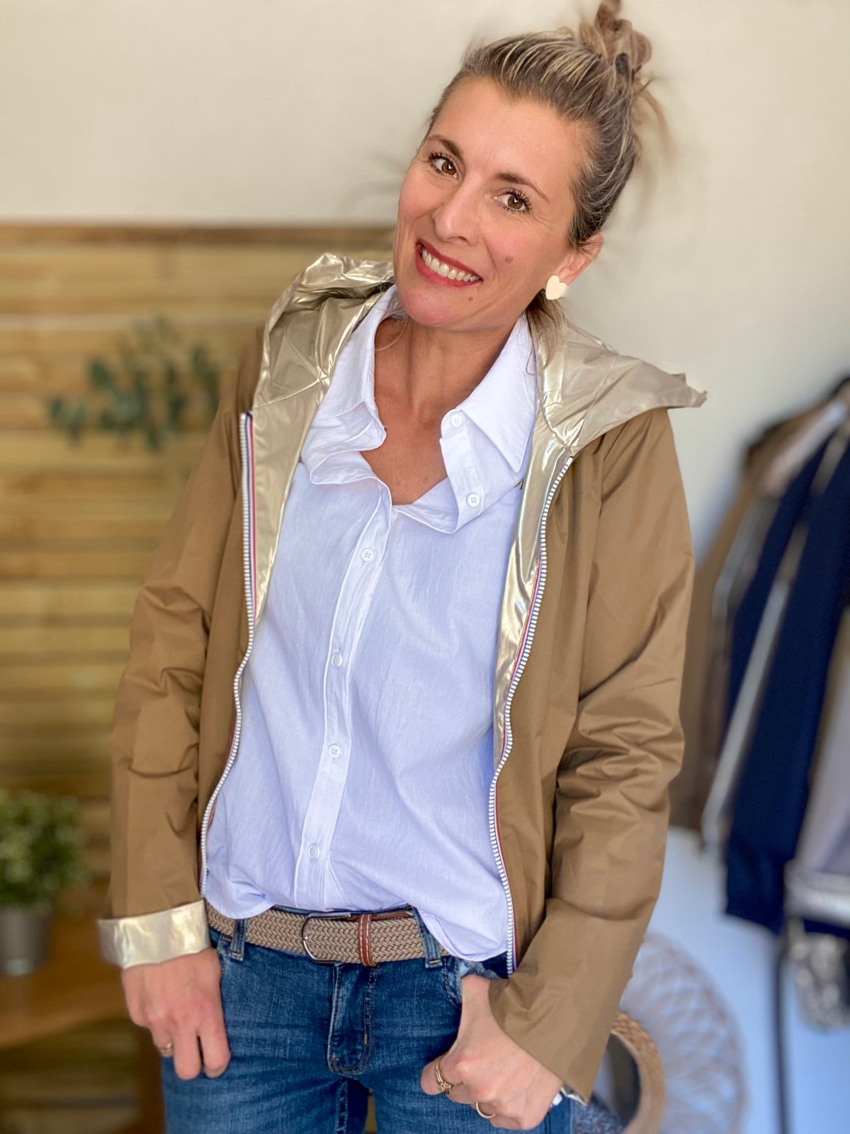 LAURA JO - Imperméable réversible GARANCE COURT léger - Camel/Doré