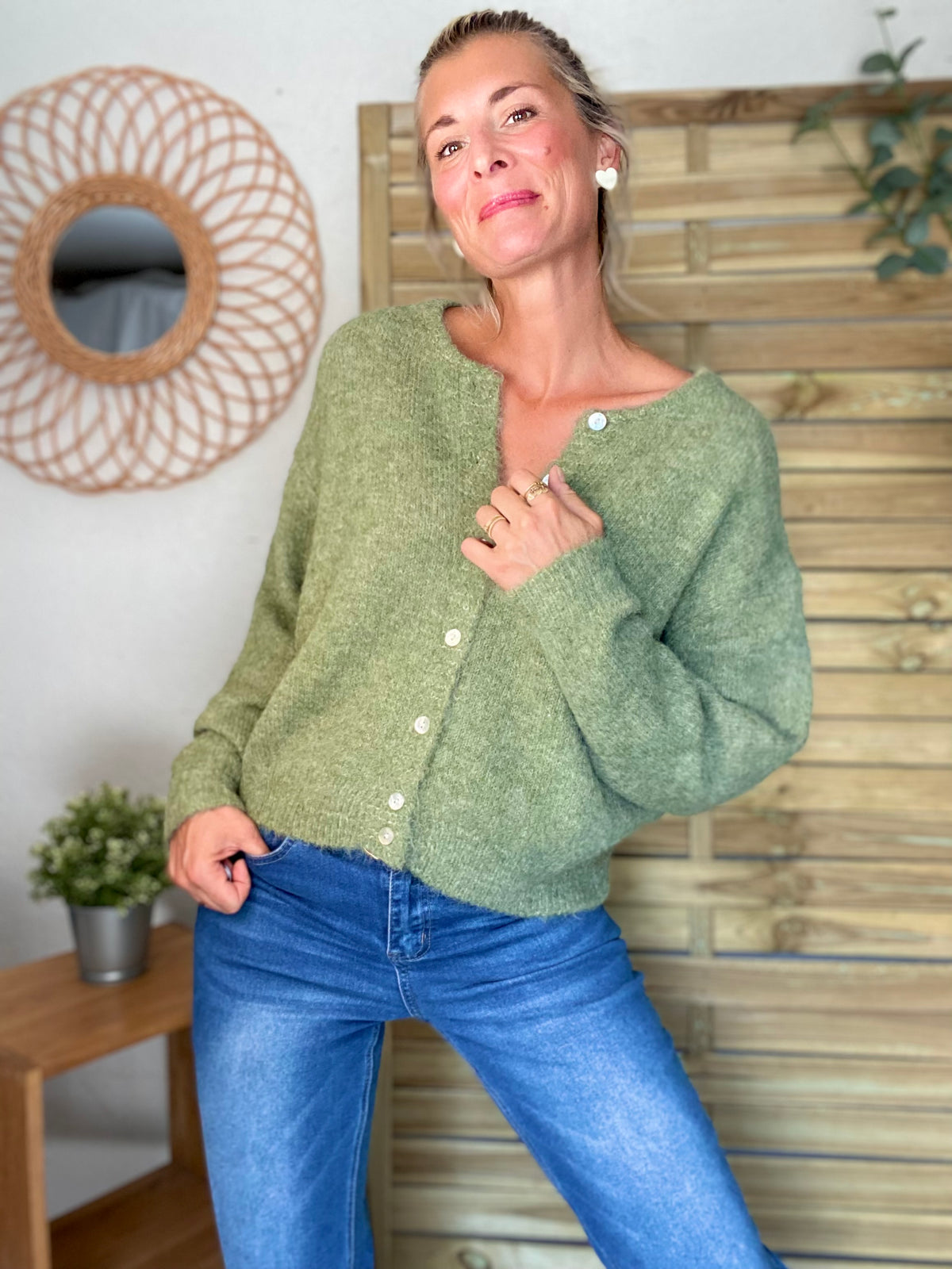 Gilet en maille MERYL - Olive