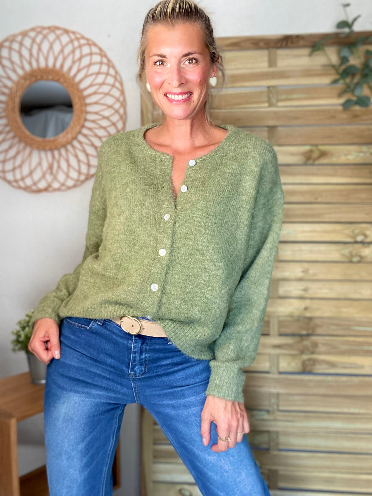 Gilet en maille MERYL - Olive