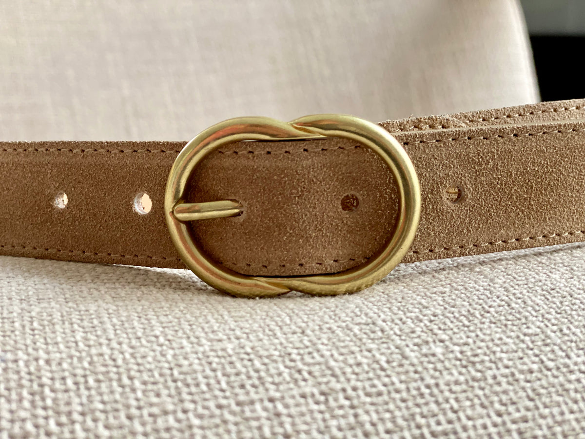 Ceinture boucle laiton - ANGIE - Beige