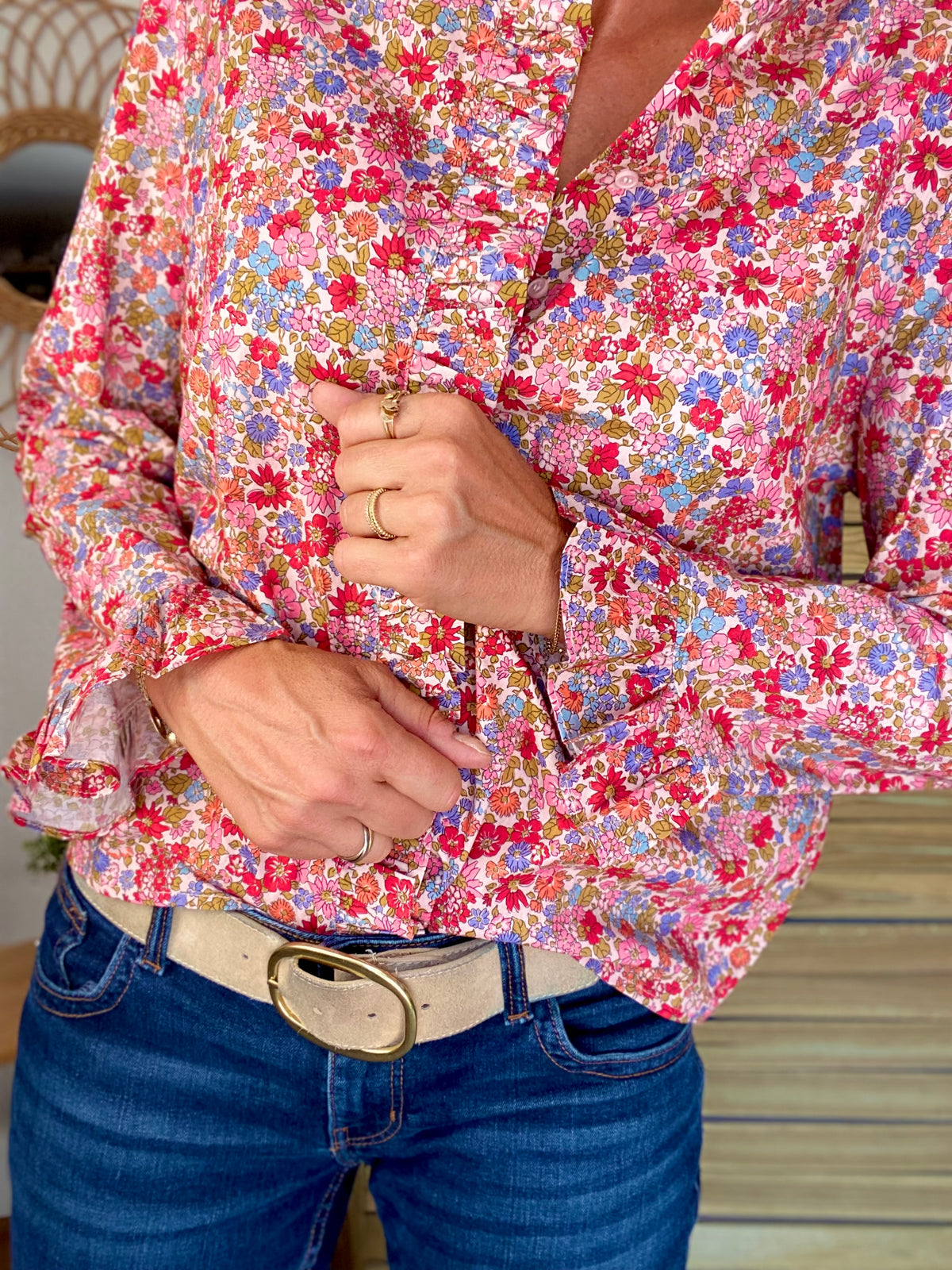 Chemise imprimé Liberty, col victorien volanté YSÉE - FIN DE SÉRIE