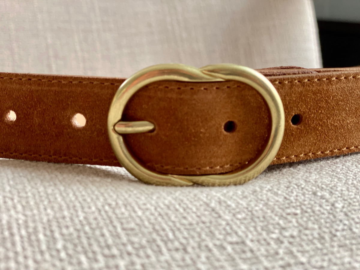 Ceinture boucle laiton - ANGIE - Camel