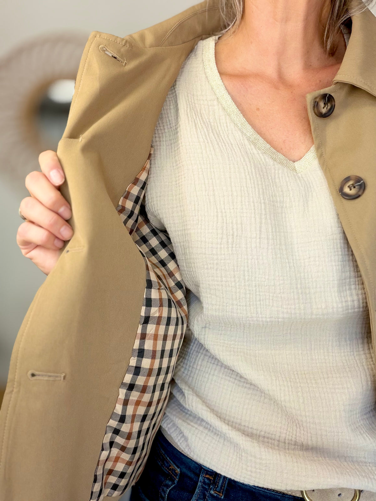 ⚡️ ARRIVAGE • Veste Trench, doublure à carreaux DANA Camel