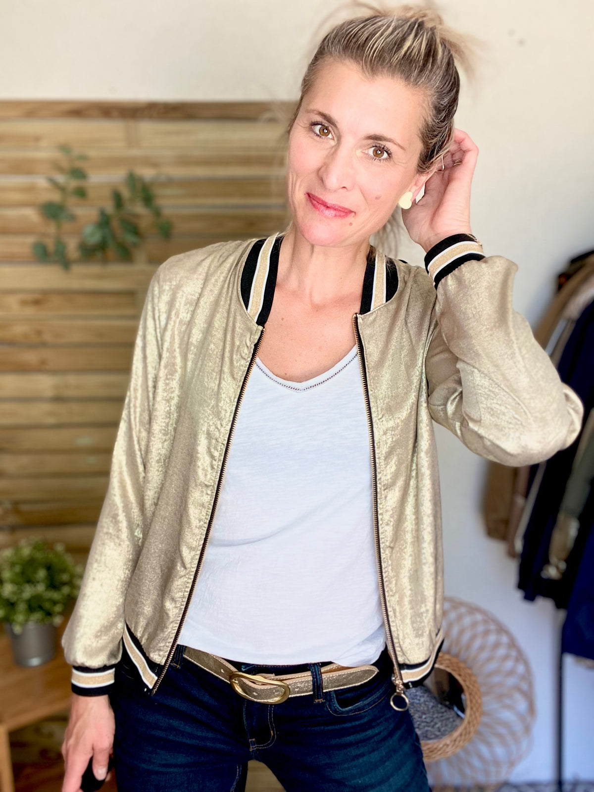 Veste bombers léger EMILY - Doré
