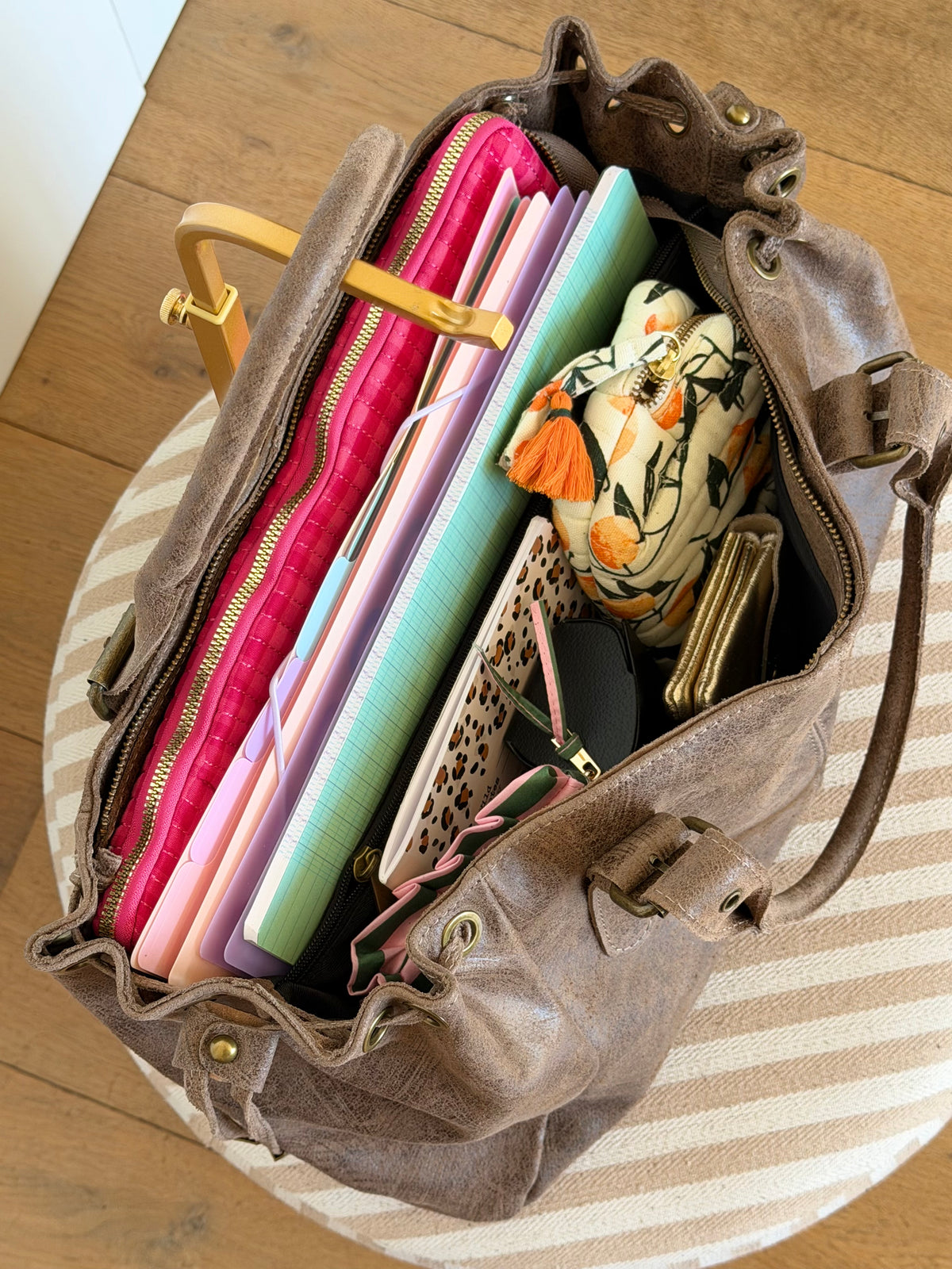 Sac cabas XL en cuir vieilli • COOPER Taupe