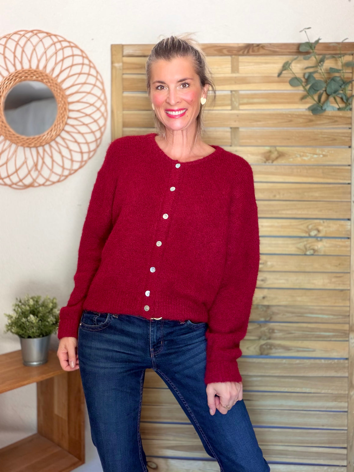 Gilet en maille MERYL - Cerise