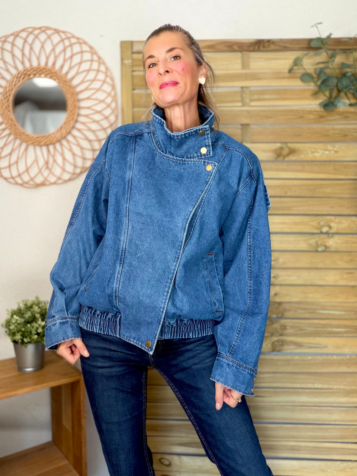 ⚡️ ARRIVAGE • Veste en jean oversized col montant ARIANE