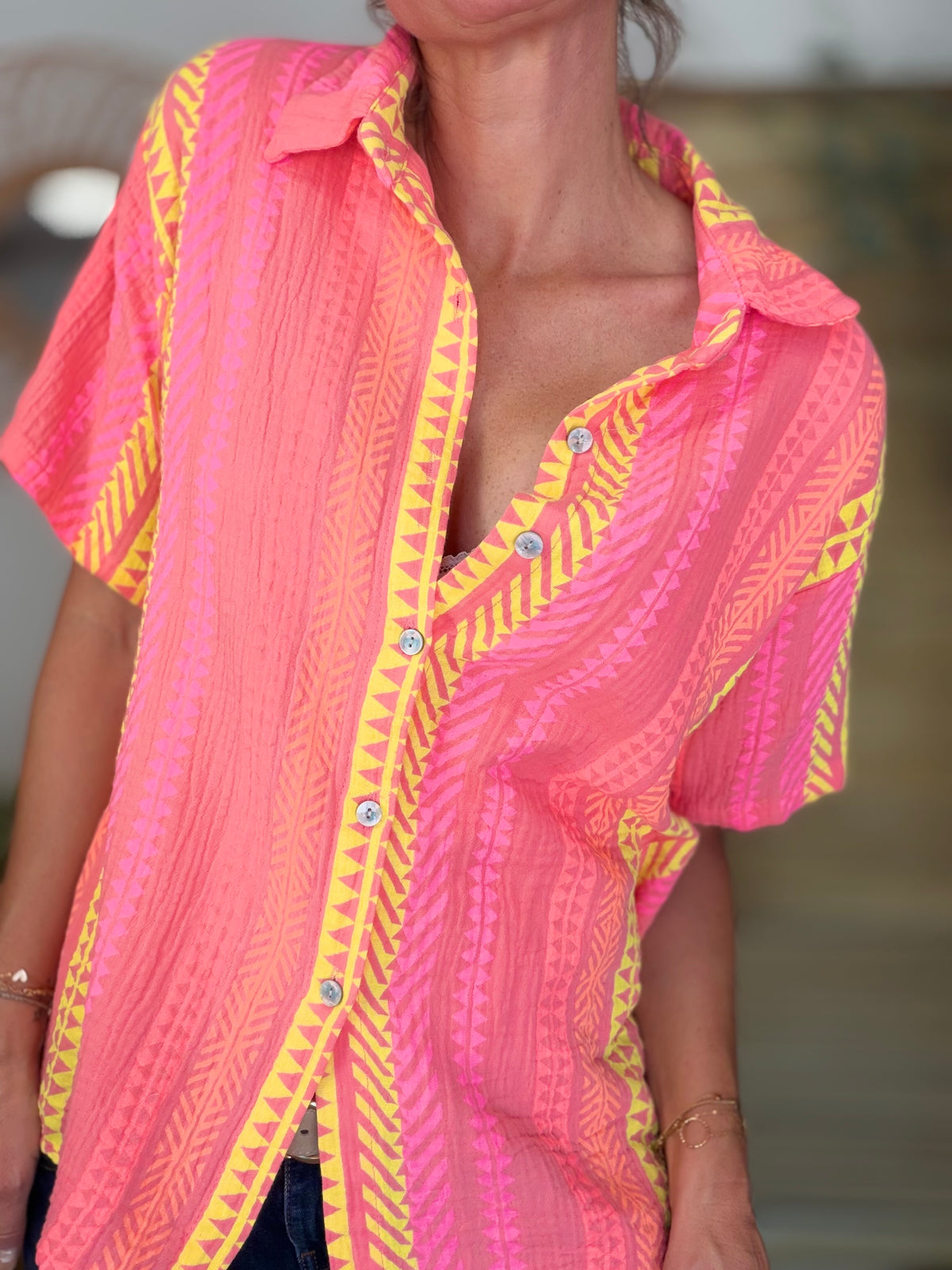 Chemise rayée en gaze de coton ROSIBEL - FIN DE SÉRIE