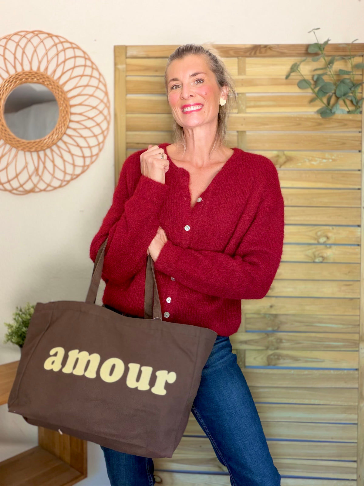 Gilet en maille MERYL - Cerise