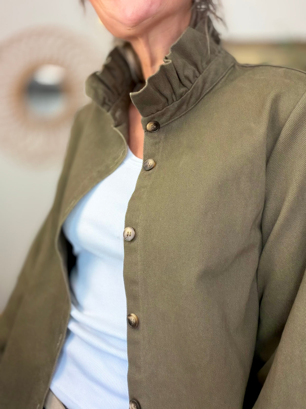⚡️ ARRIVAGE • Veste / Chemise en coton, col victorien volanté LISA Kaki