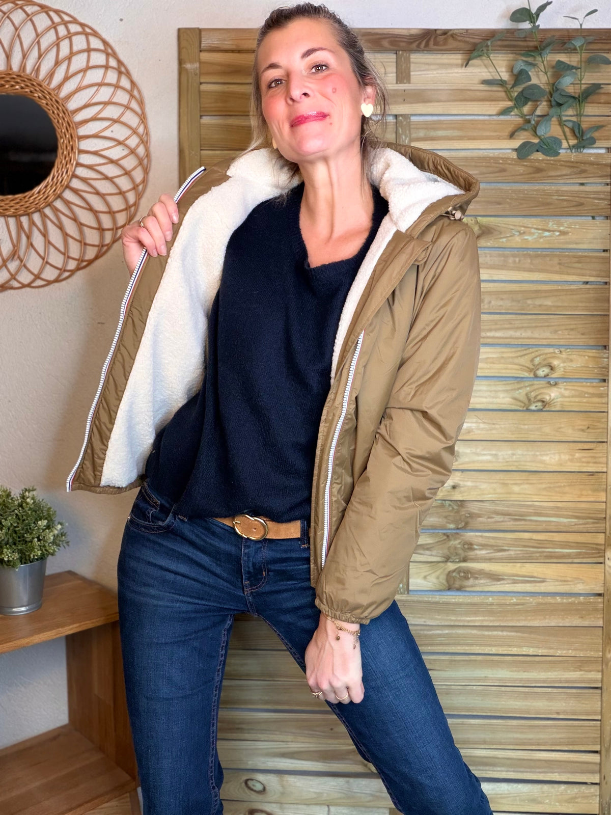 LAURA JO - Parka Imperméable LOUISE COURT sherpa - Camel