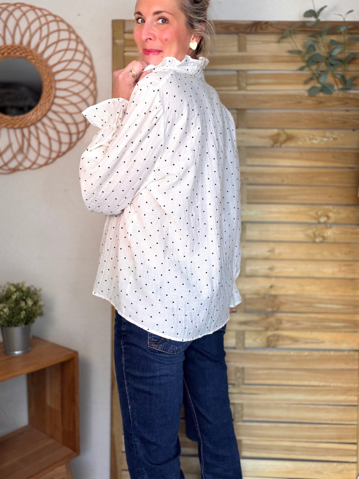Blouse écrue à pois MAËLYS - FIN DE SÉRIE