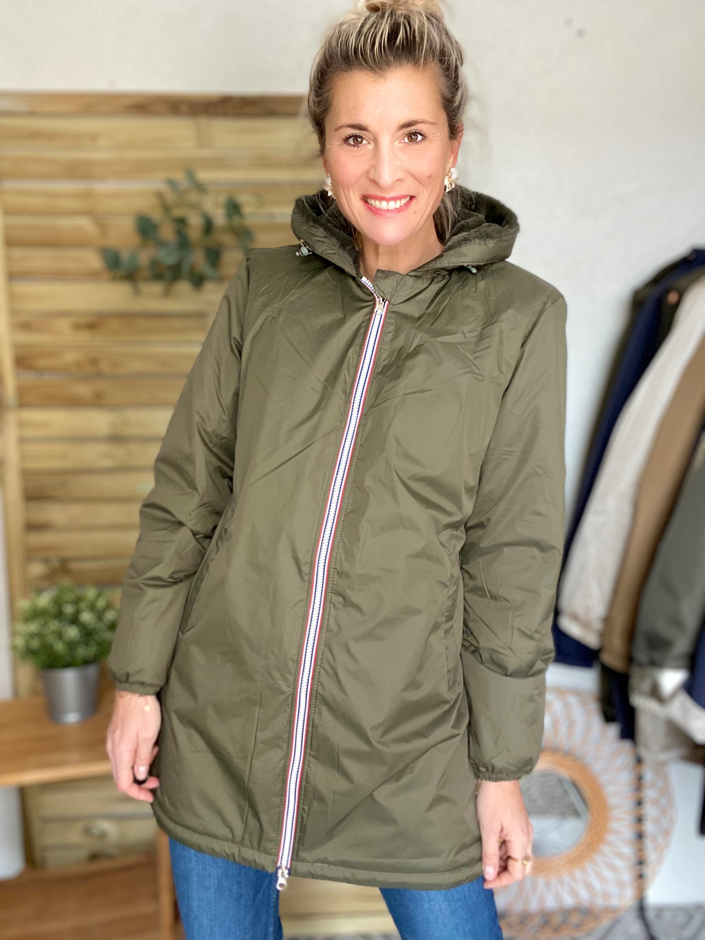 LAURA JO - Parka Imperméable LOUISE LONG fourré - Kaki