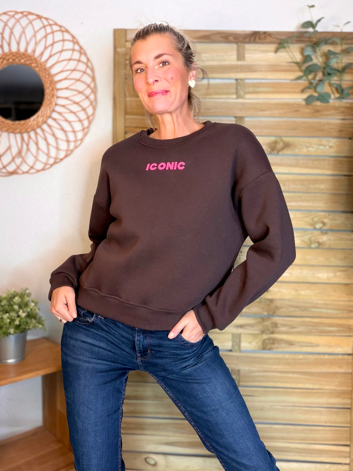 Sweat ICONIC molleton CAPUCINE - Chocolat