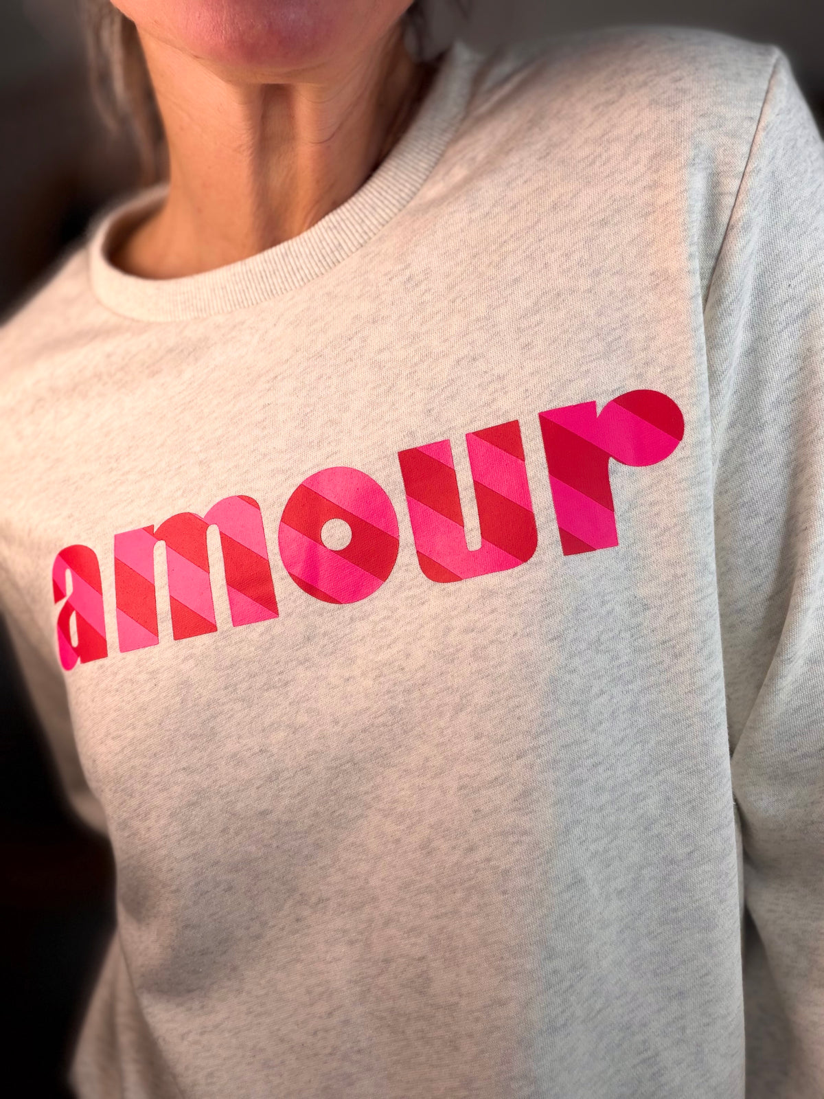Sweat amour SIENNA - Gris / Rose - FIN DE SÉRIE