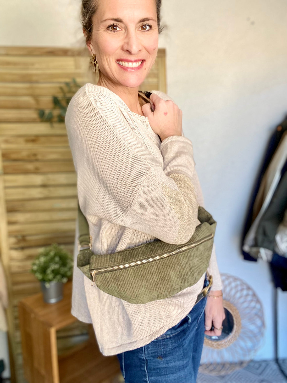 Sac banane M…ini - velours cotelé Ciao Boum - IVY - Kaki