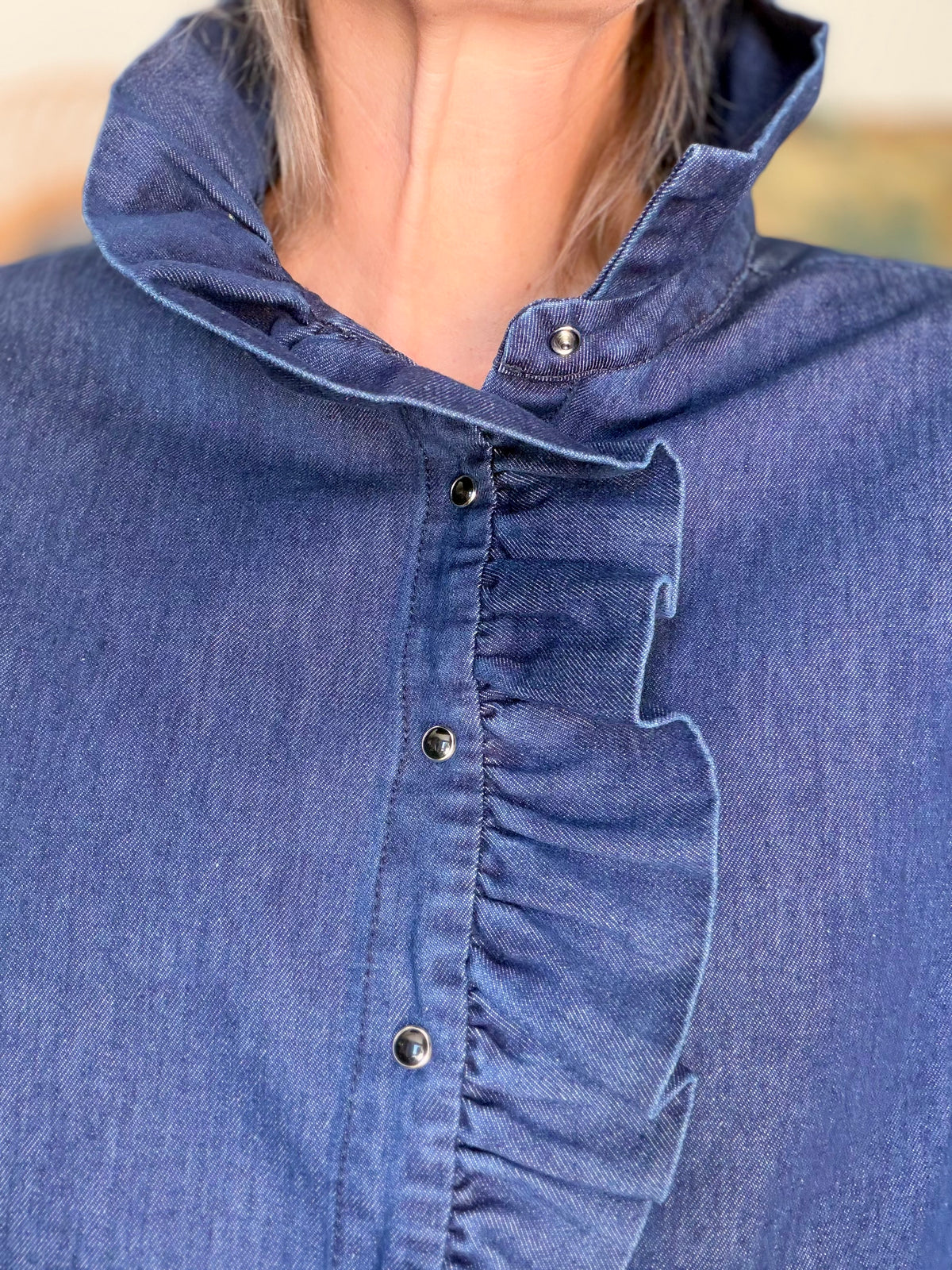 Chemise Denim brut col victorien SOPHIE