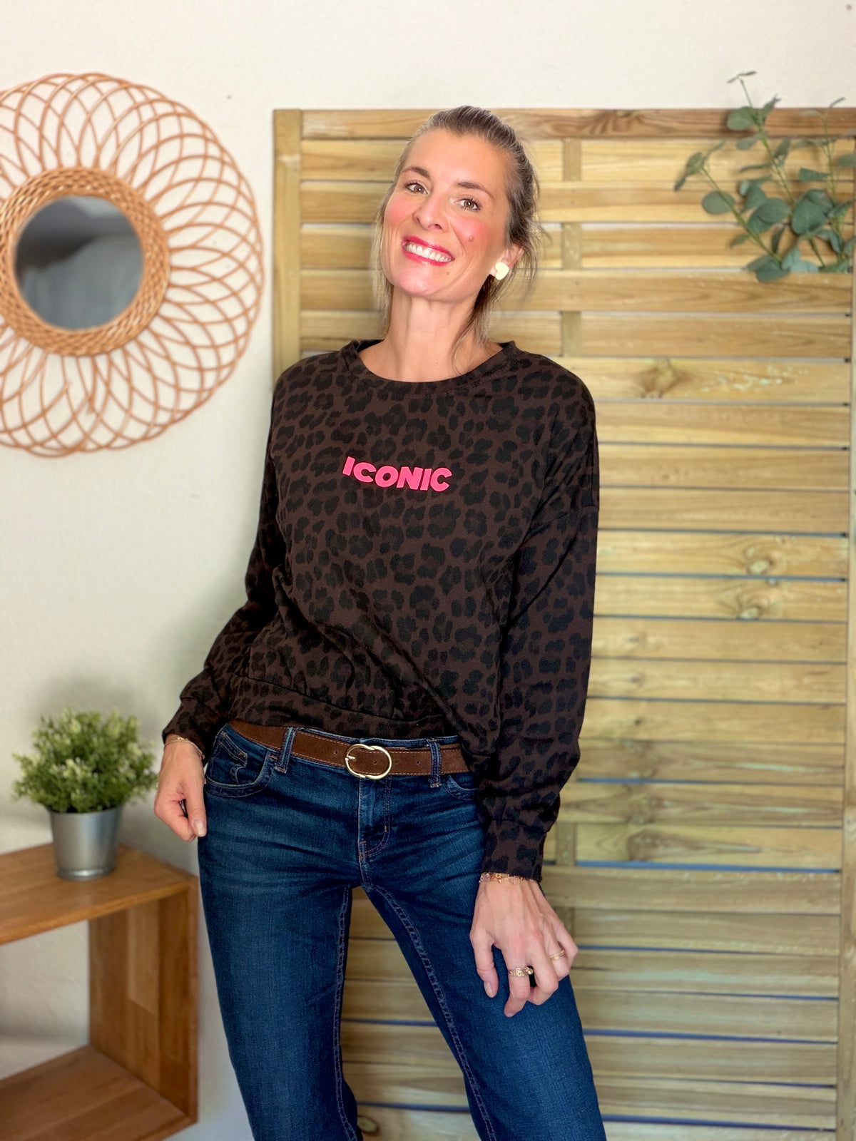 Sweat ICONIC léger 100% coton FAUSTINE Léo choco (taille 34 à 46)