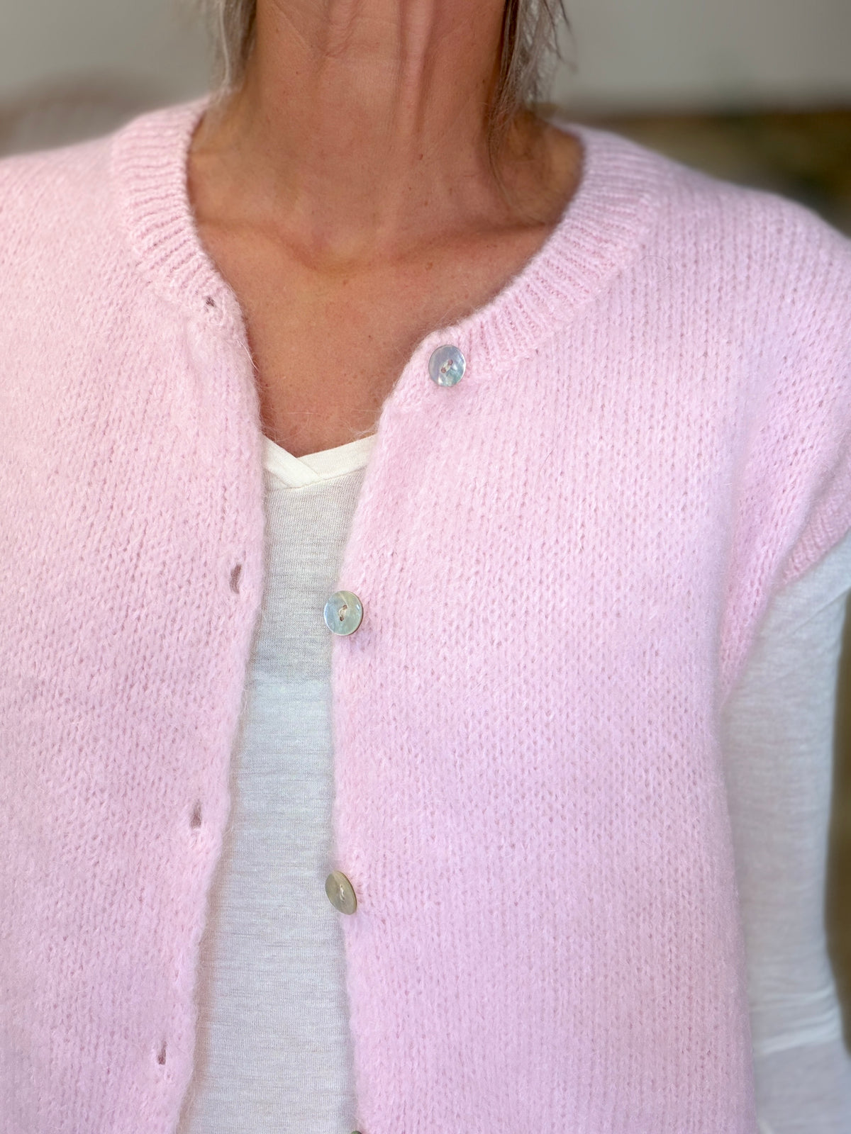 Gilet sans manche en maille laine et mohair AVERY Rose