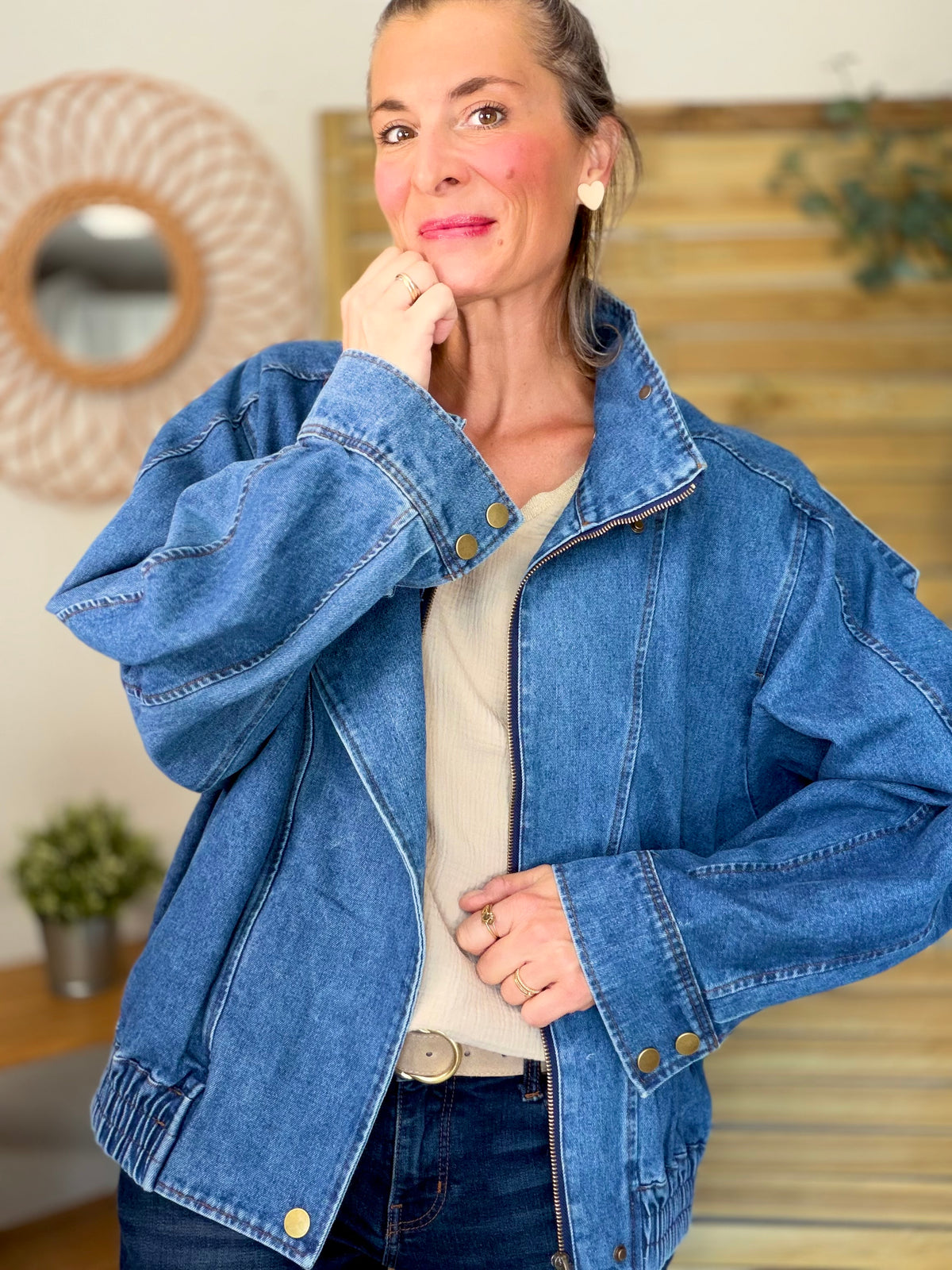 ⚡️ ARRIVAGE • Veste en jean oversized col montant ARIANE
