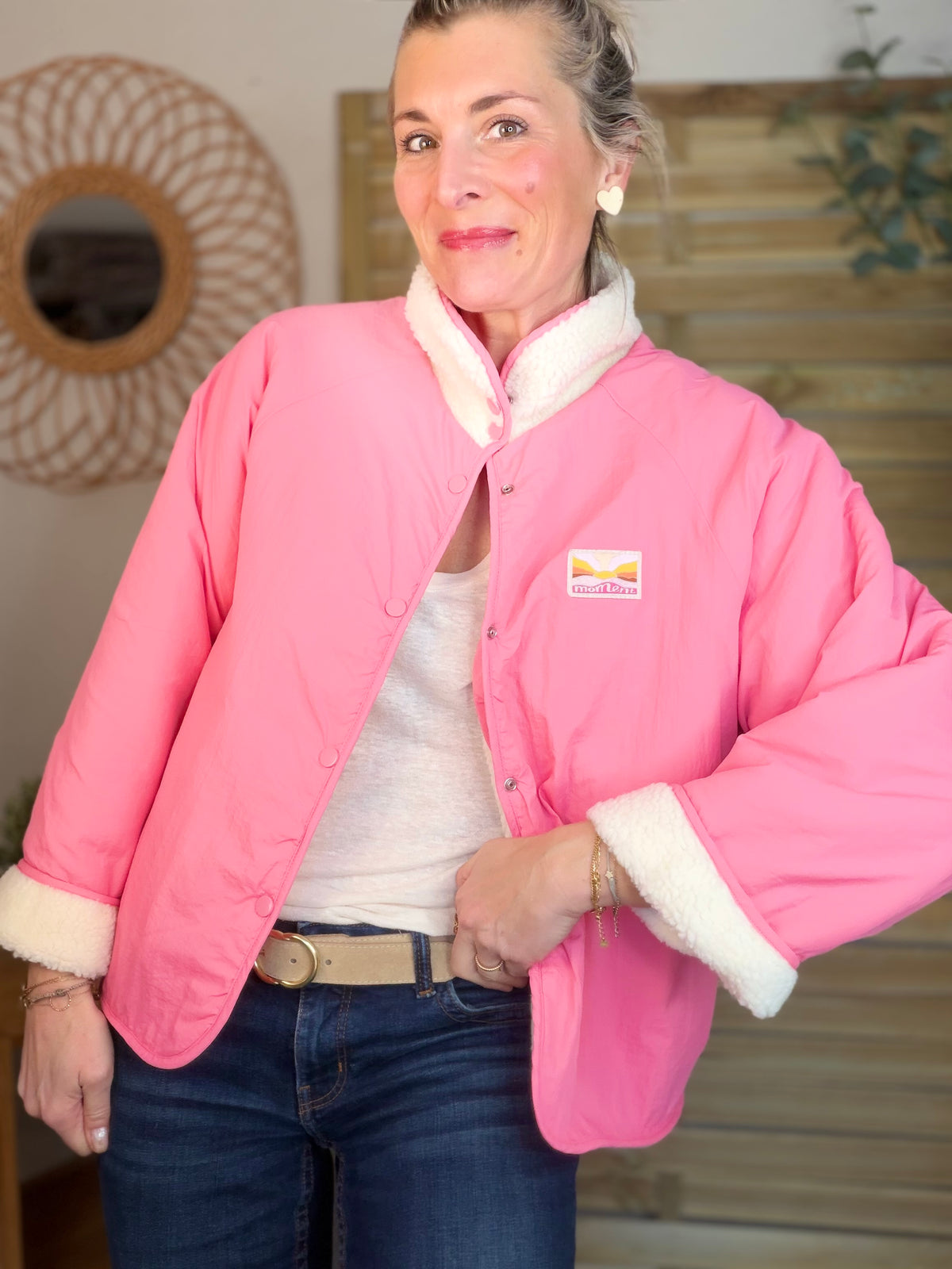 Veste matelassée réversible Sherpa AMÉLIE Rose - FIN DE SÉRIE
