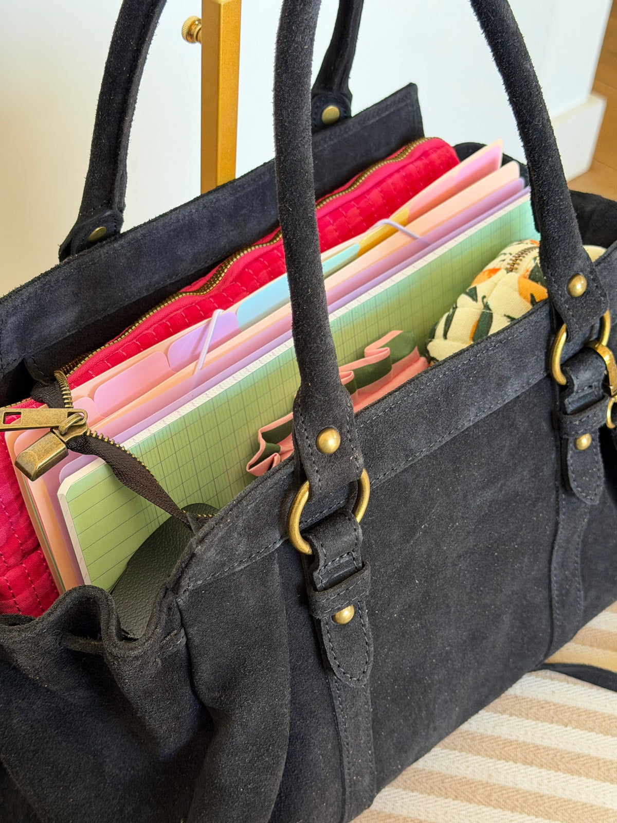 Sac cabas XL en cuir daim • PARKER Noir