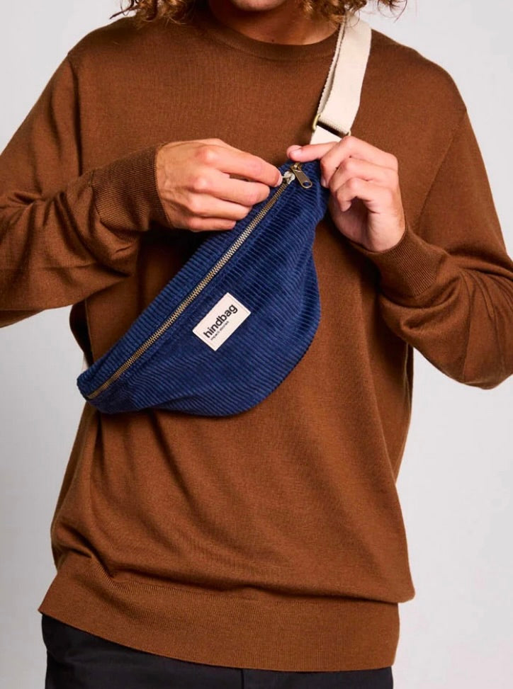 HINDBAG OLIVIA - Sac banane  Velours marine