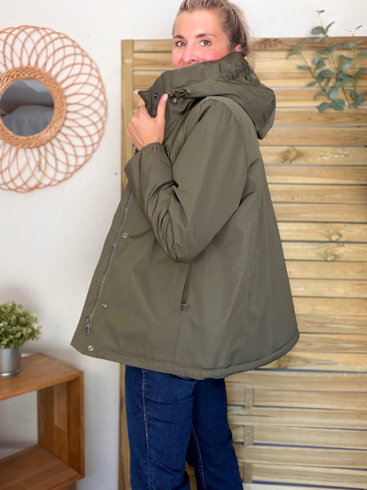 LAURA JO - Parka fourrée imperméable AMBRE MI-LONG - Kaki / Beige