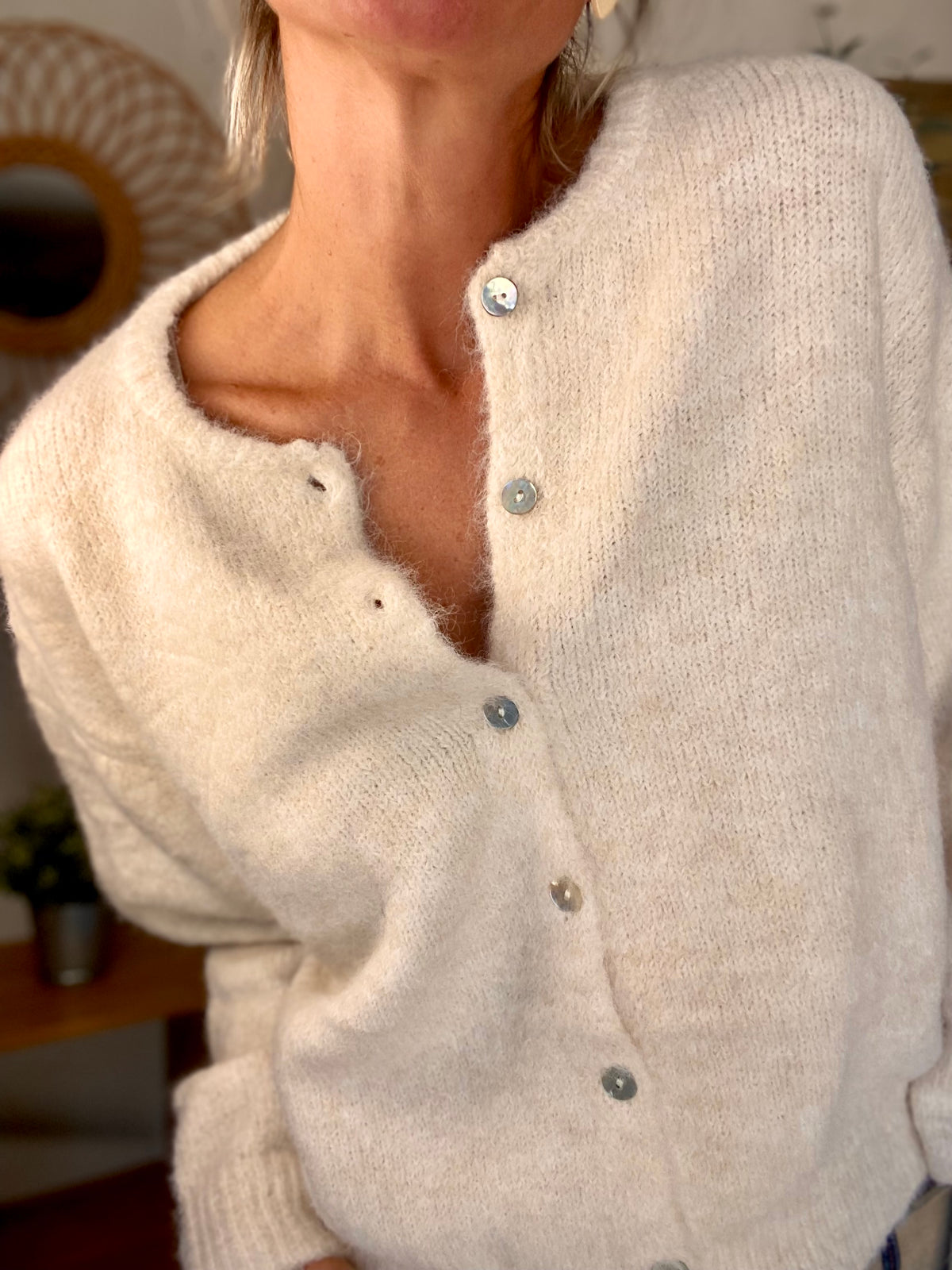 Gilet en maille SYDNEY - Crème chiné