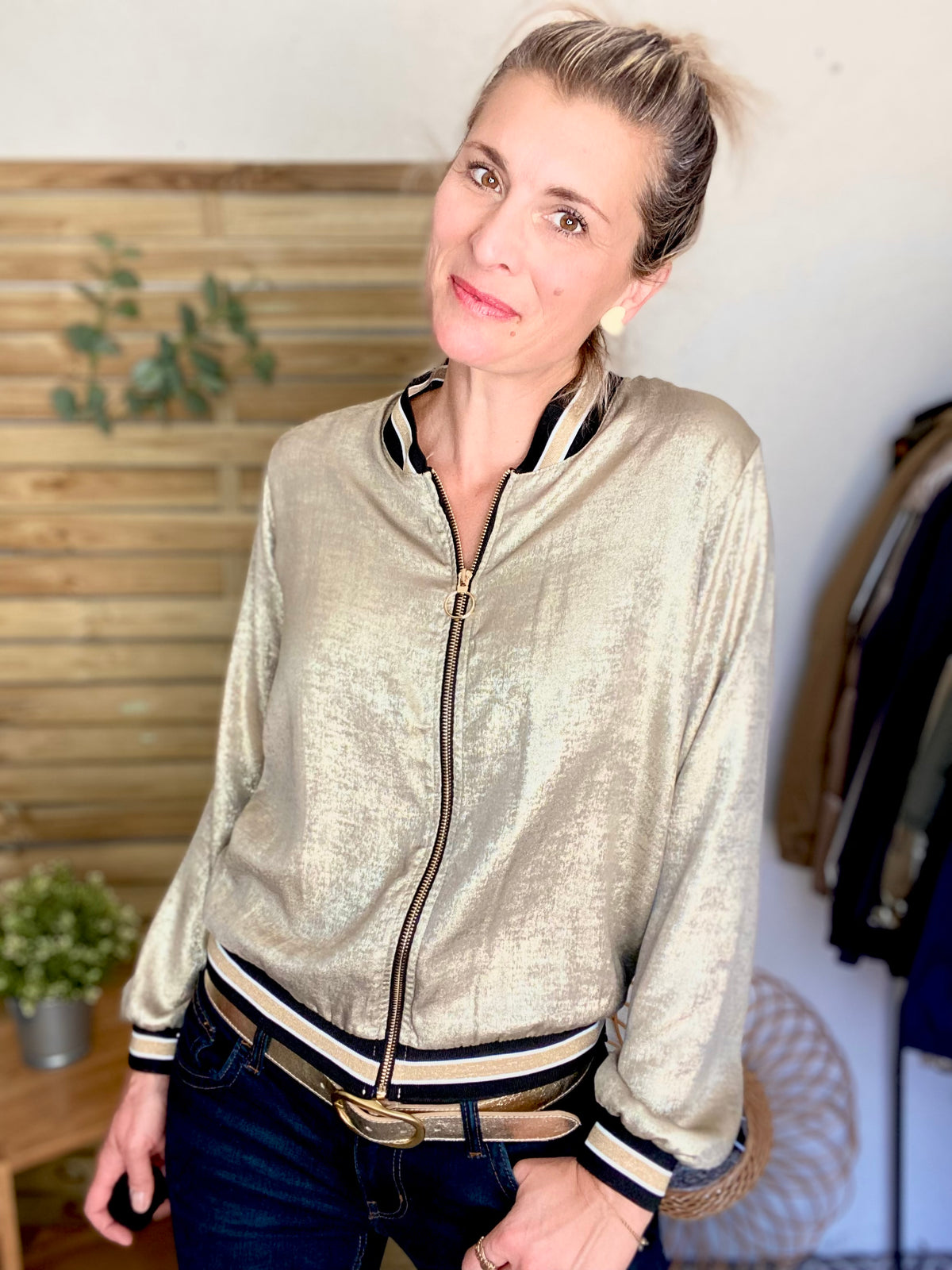 Veste bombers léger EMILY - Doré