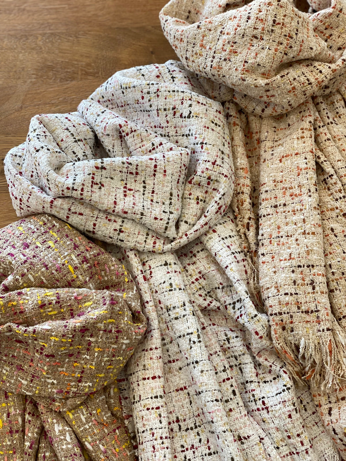 Écharpe douce en laine avec lurex ODILE - Taupe Rose (3 coloris)