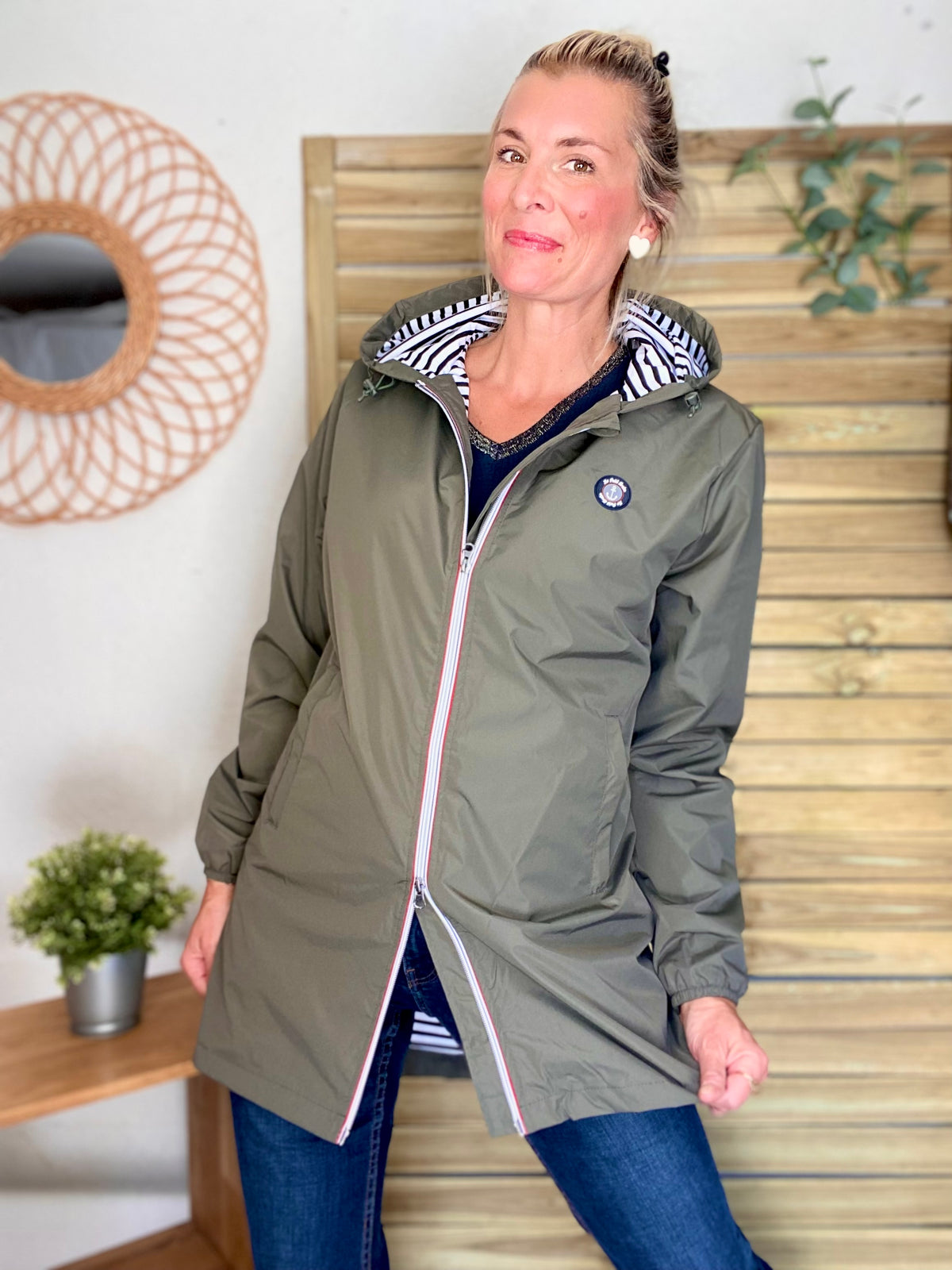 Imperméable doublé unisexe CÉLESTE - LE PETIT BRETON - Kaki (Taille petit) - FIN DE SÉRIE