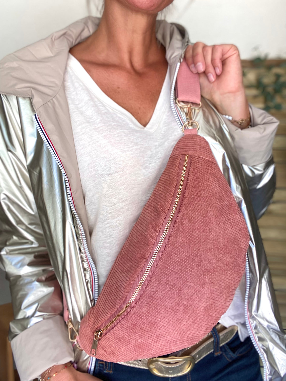 Sac banane XL velours côtelé Ciao Boum - IVY - Rose (20 coloris)