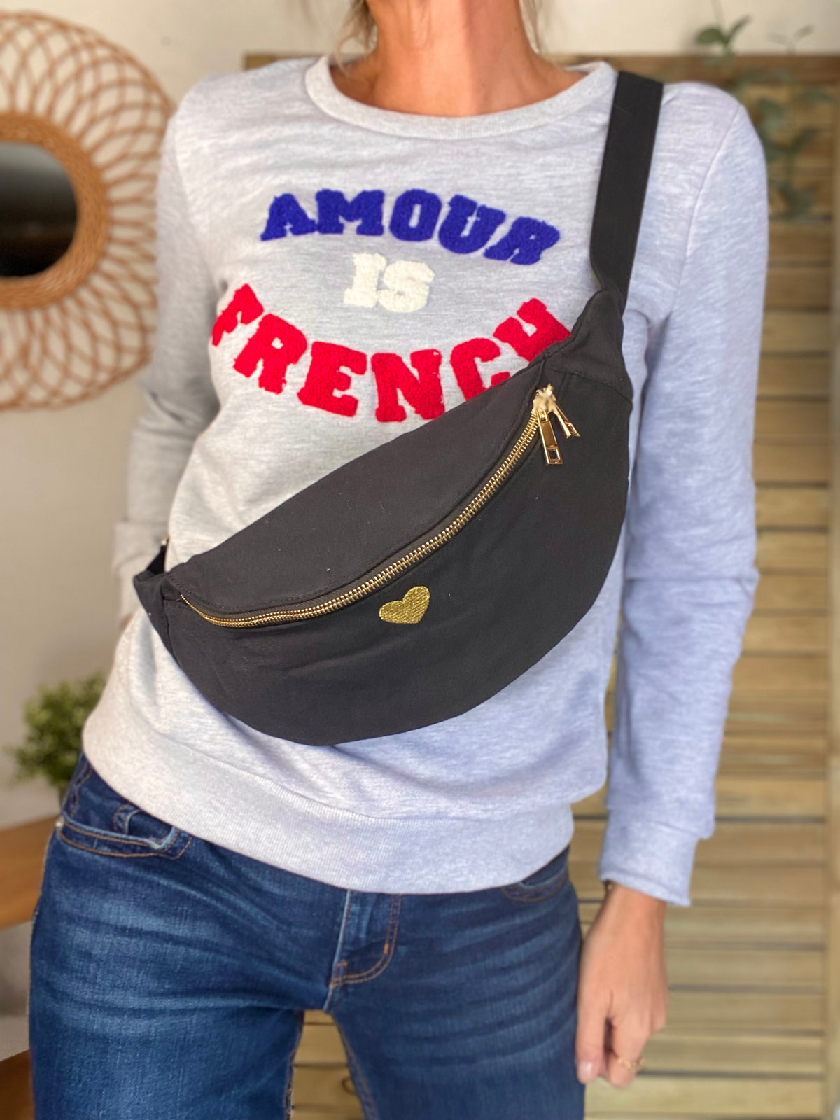 Sweat AMOUR IS FRENCH - OPHELIA - Gris / Tricolore 🇫🇷 FIN DE SÉRIE
