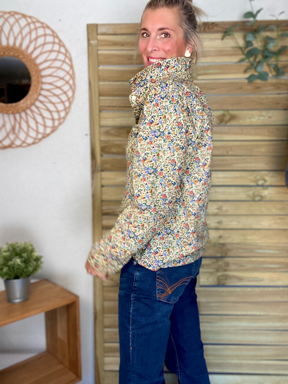 Chemise en coton imprimé Liberty vert 🌱 🌺 ÉLISE - FIN DE SÉRIE