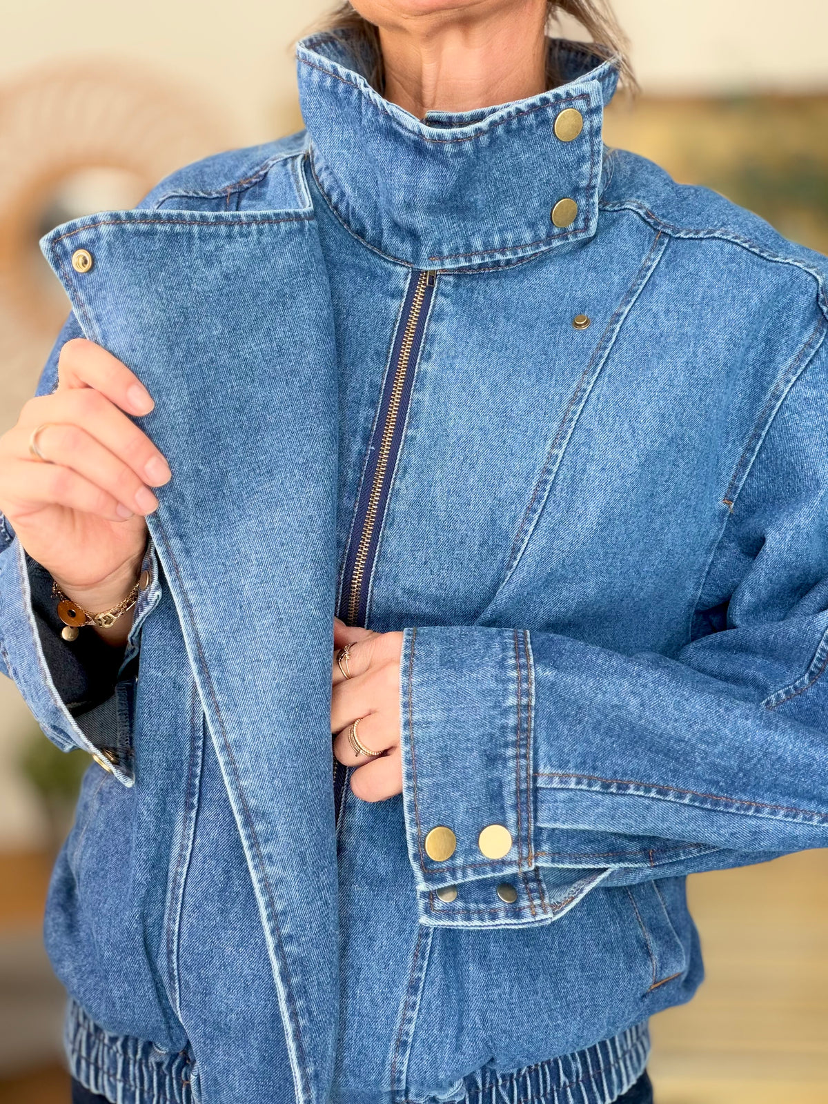 ⚡️ ARRIVAGE • Veste en jean oversized col montant ARIANE