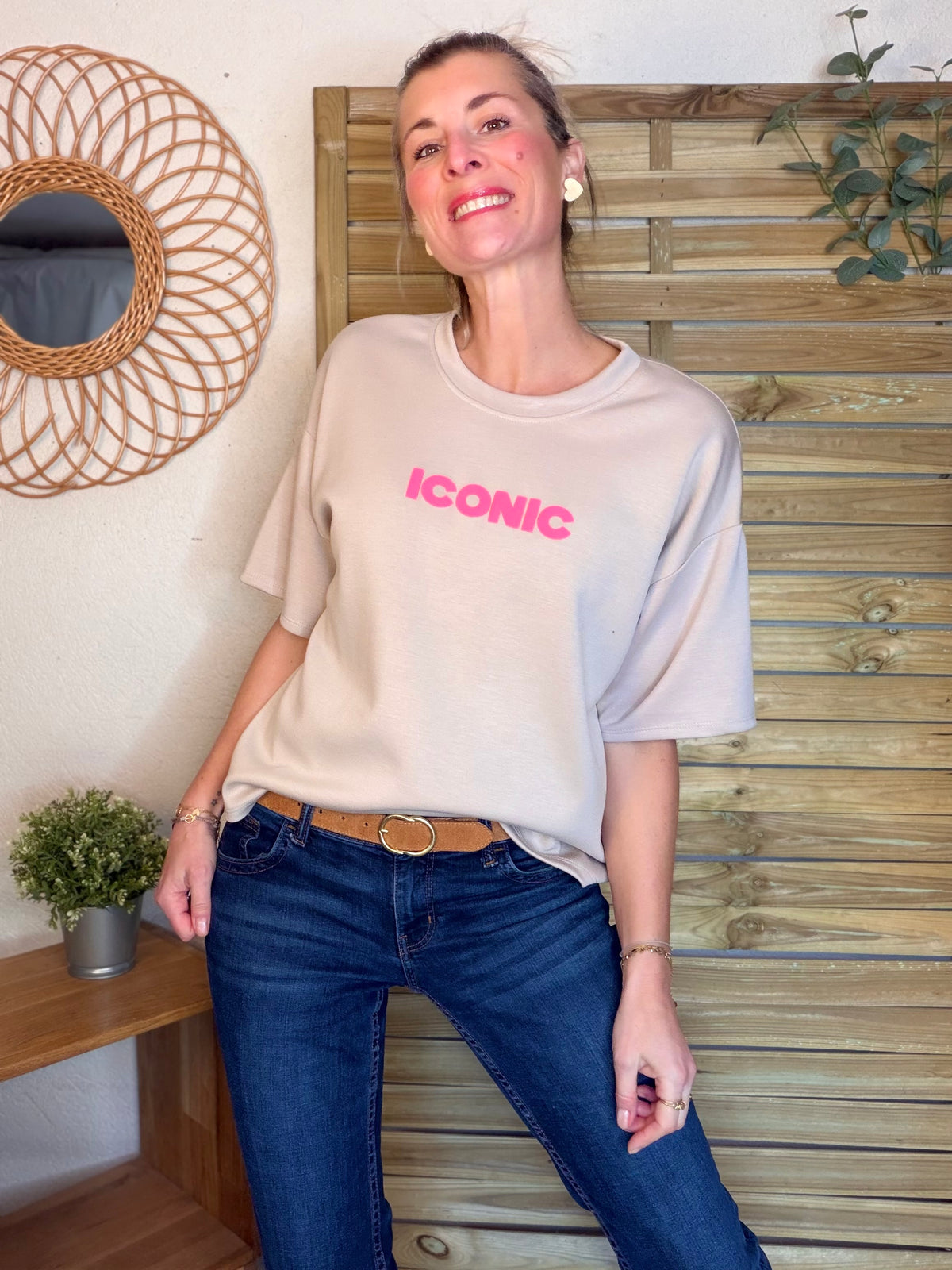 Tee shirt ICONIC matière sweat - THÉA Beige