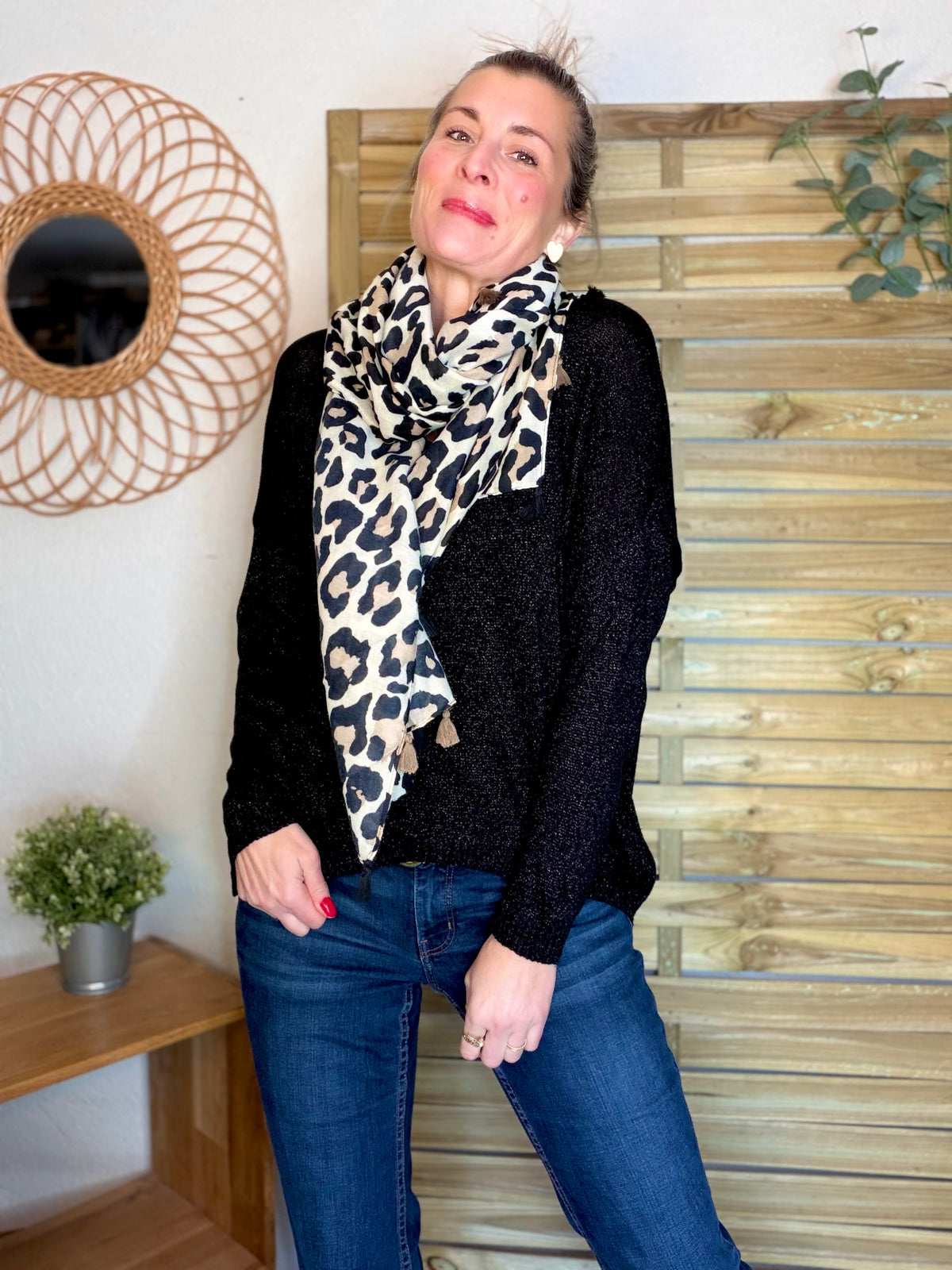 Foulards Léo CLEM - Beige / noir 🐆