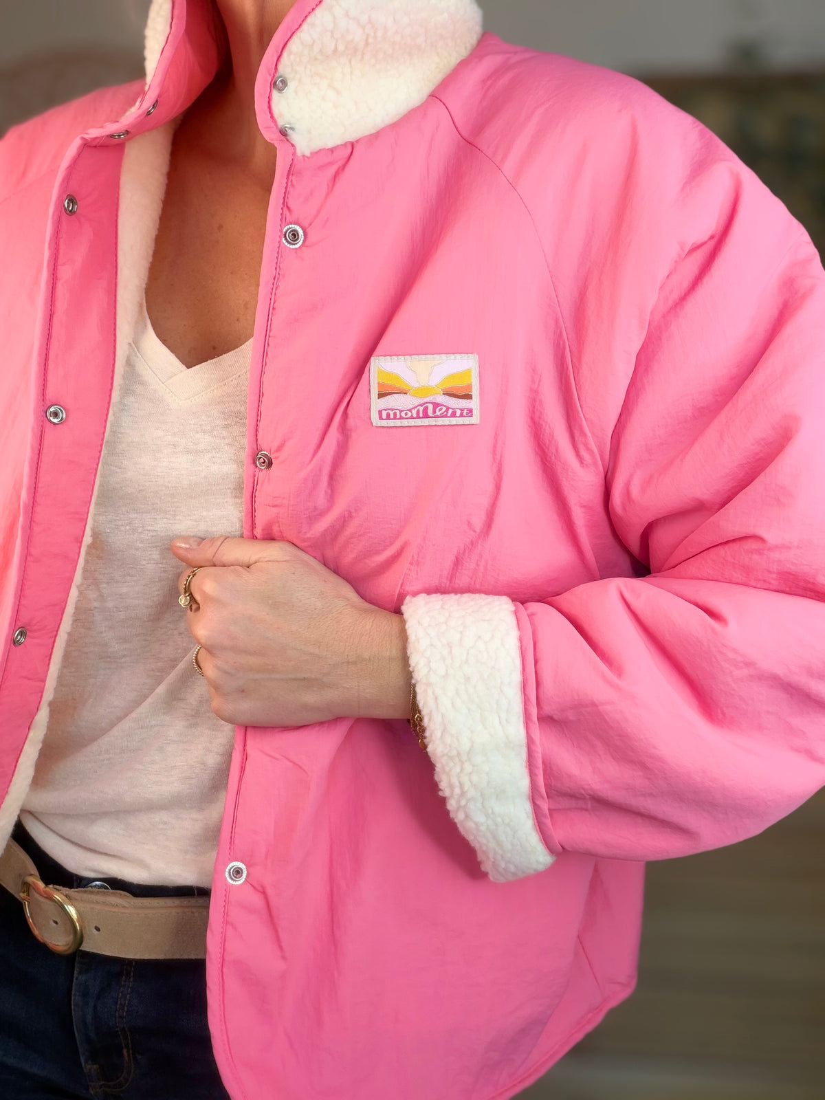 Veste matelassée réversible Sherpa AMÉLIE Rose - FIN DE SÉRIE