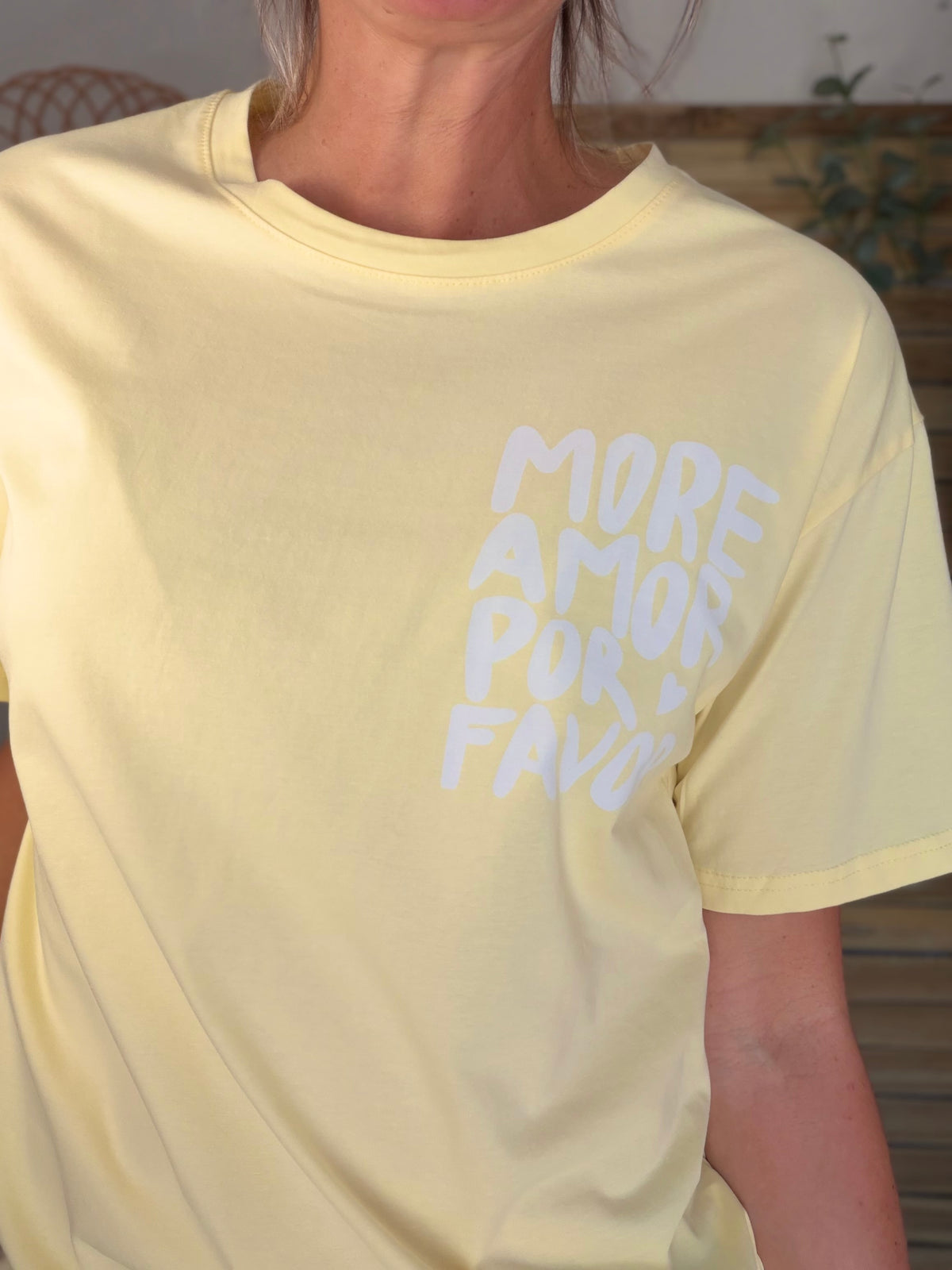 Tee shirt MORE AMOR POR FAVOR - RITA Jaune - FIN DE SÉRIE